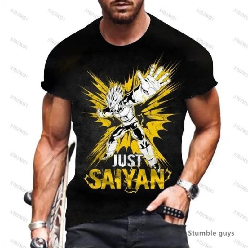 Летняя мужская простая футболка для спортзала Goku Мужские топы Футболка Dragon Ball Какарот Веджета Супер Сайян