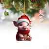 Качающийся кот, подвесное украшение для зеркала автомобиля, в рождественской шапке, украшение для автомобиля, акриловые универсальные аксессуары для салона автомобиля