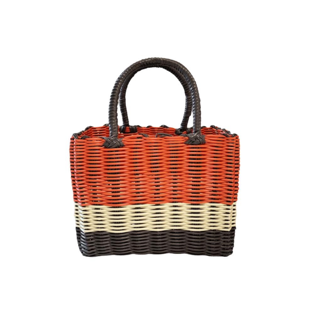 Square Storage Basket Plastic Woven Handbag Creative Hanging Baskets  Flower