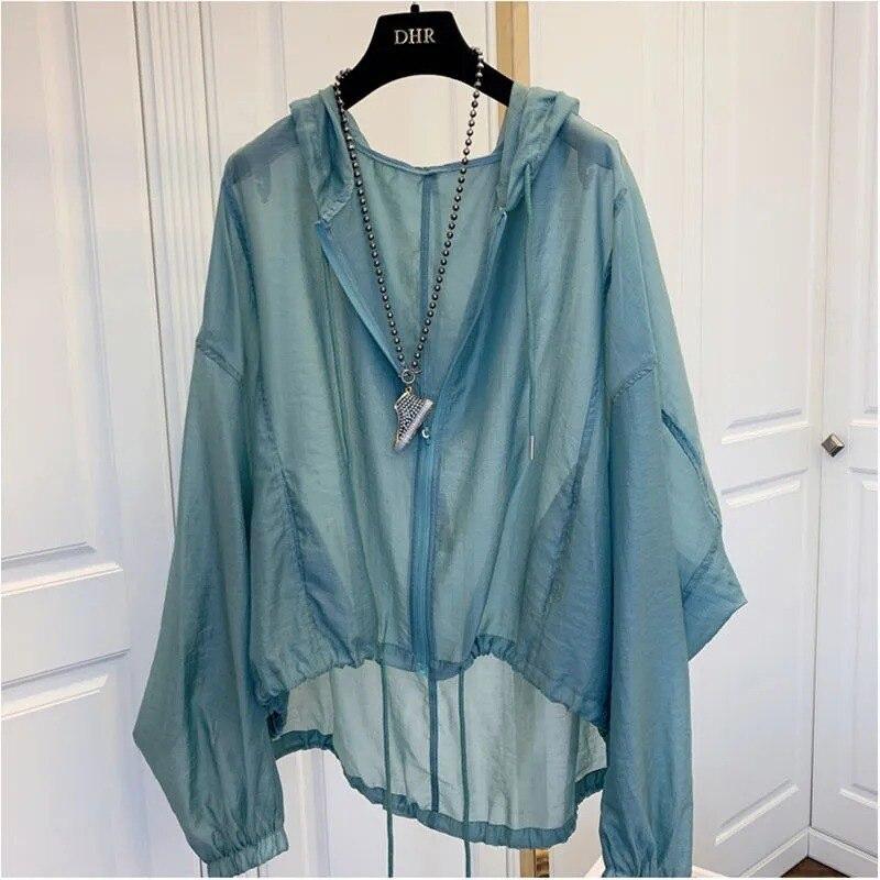 Women Ice Silk Sun Protection Clothes Long Sleeve Thin Shawl Anti-UV Open Front Coat