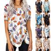 Женский летний топ с коротким рукавом и круглым вырезом, с принтом на пуговицах сбоку