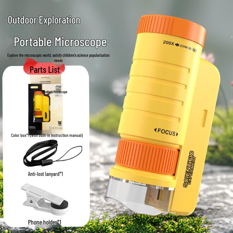 Портативный детский микроскоп, научный набор: Развивающая игрушка для учеников начальной школы, идеальный подарок для мальчиков и девочек