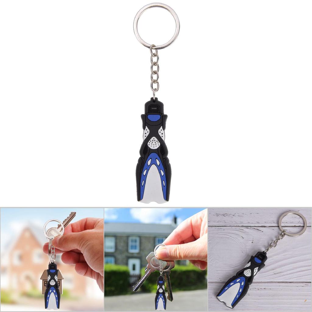 PVC Diving Theme Key Unique Short Flipper Shape Keychain Fin Key Gift