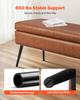 Leather Storage Ottoman Bench, PU Leather Bench with Storage and Metal Legs, Upholstered Shoe Benches Seat for Entryway, Modern End of Bed Benches for