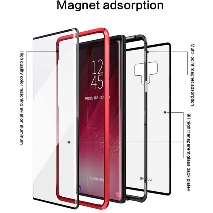 Case for iPhone X - XS - Magnetic Absorption - Metal Frame - Tempered Glass - Ultra Light