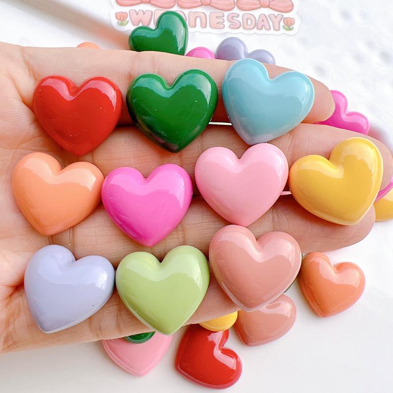 10 Pcs New Kawaii Cartoon Sweet Multicolor Peach Heart Resin Scrapbook Diy Decorative Hair Clip, Pendant Jewelry Parts A83