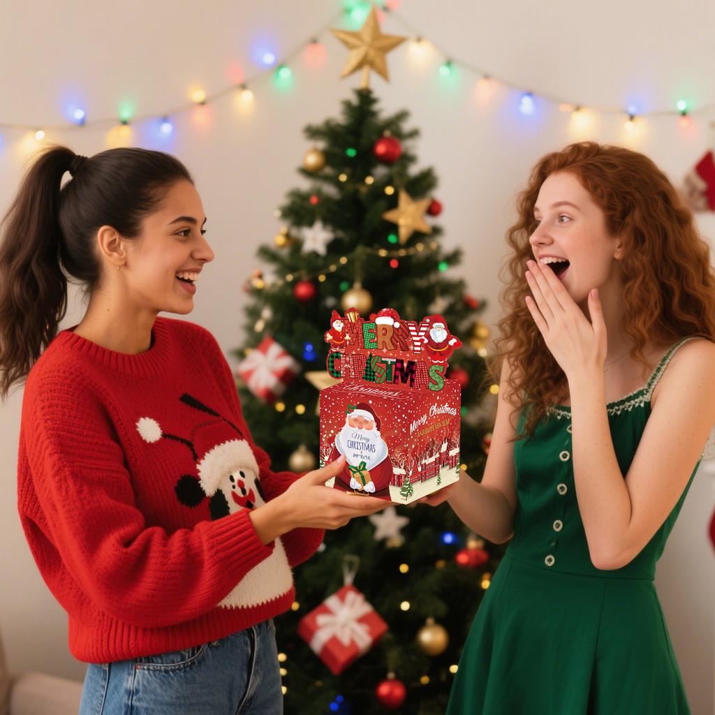 Контейнер для рождественских подарков Санта-Клауса, красный градиент, праздники, события, праздник