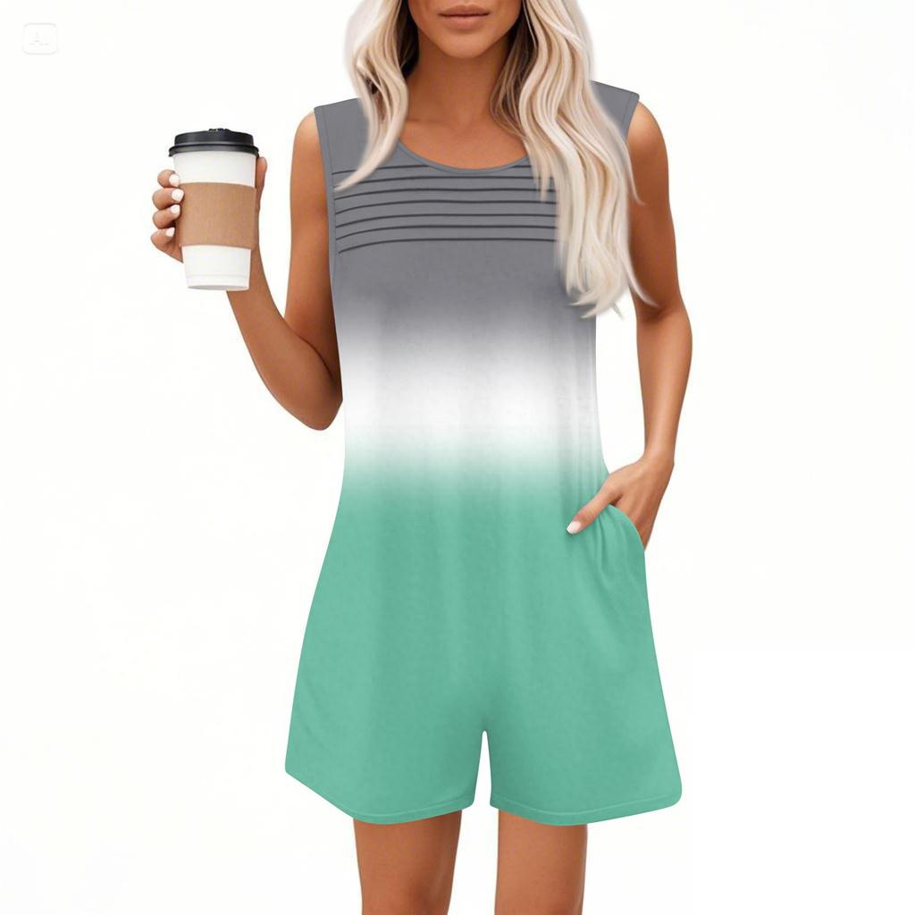 Womens Casual Sleeveless Jumpsuit Tank Top Jumpsuit Shorts Rompers With Pockets