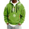 Men's Christmas Print Hooded Half-Zip Casual Sports Sweatshirt