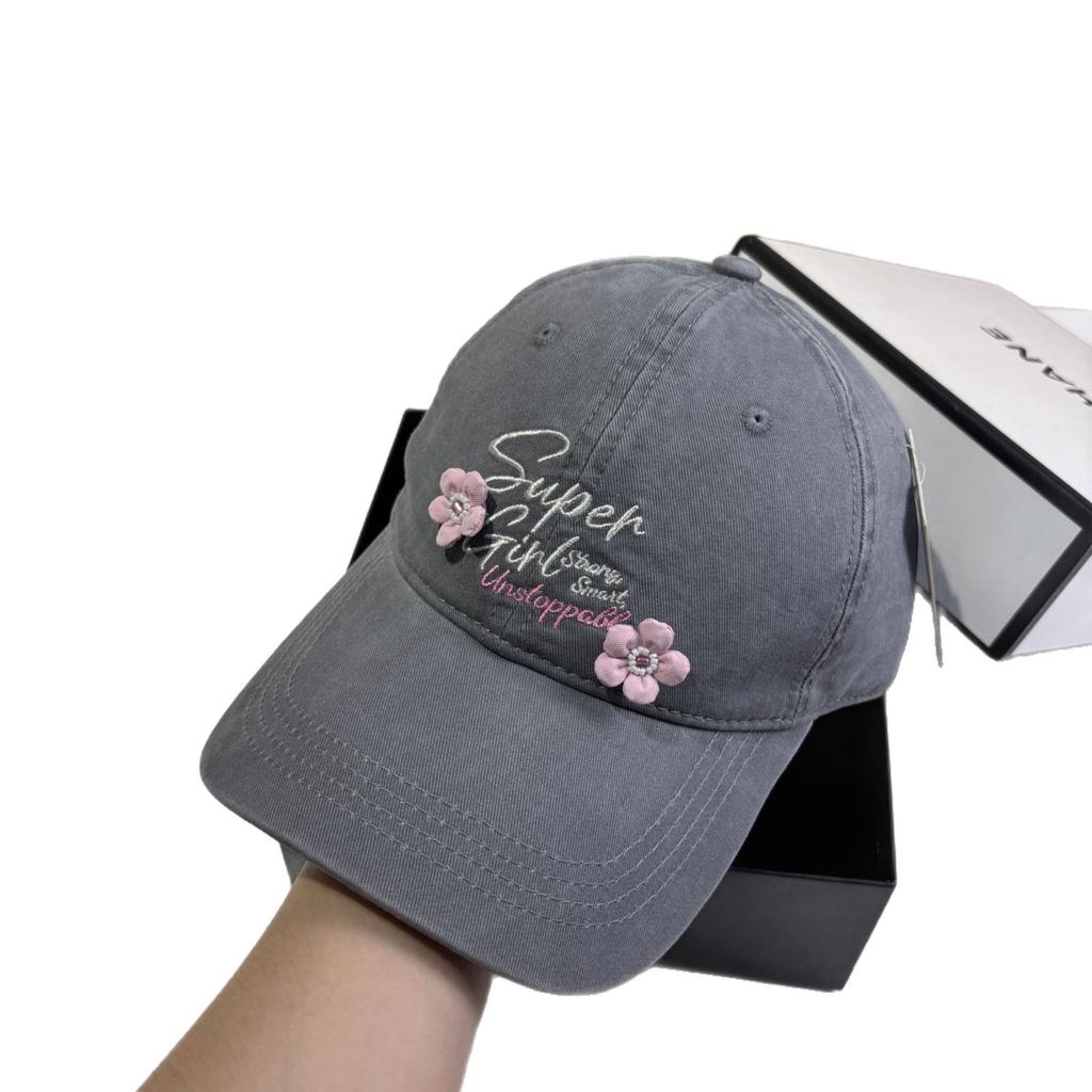 Spring and Autumn New Flower Letter Baseball Cap Youth Street Outdoor Sweet and Cute Age Reducing Casual Cap