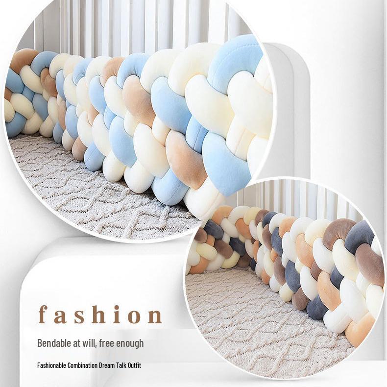 White Knotted Braid Crib Bumper Pillow for Kids