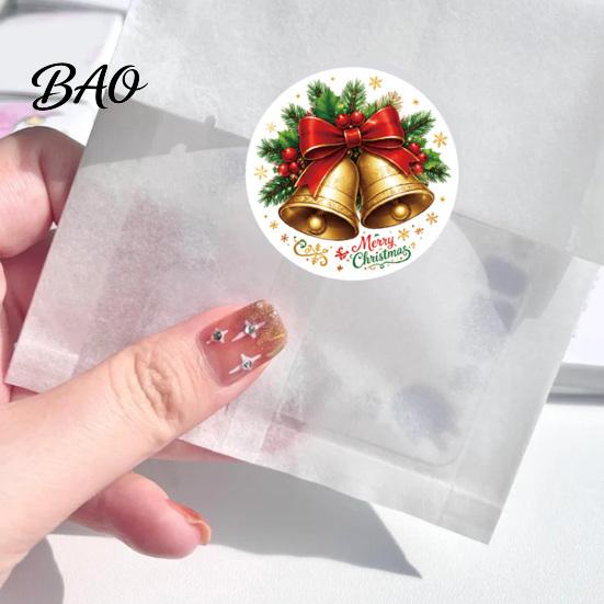 Self Adhesive Holiday Tags Christmas Round Stickers, Santa Claus Snowman And Gingerbread Patterns Print, Party Favor Labels Envelope Seals for