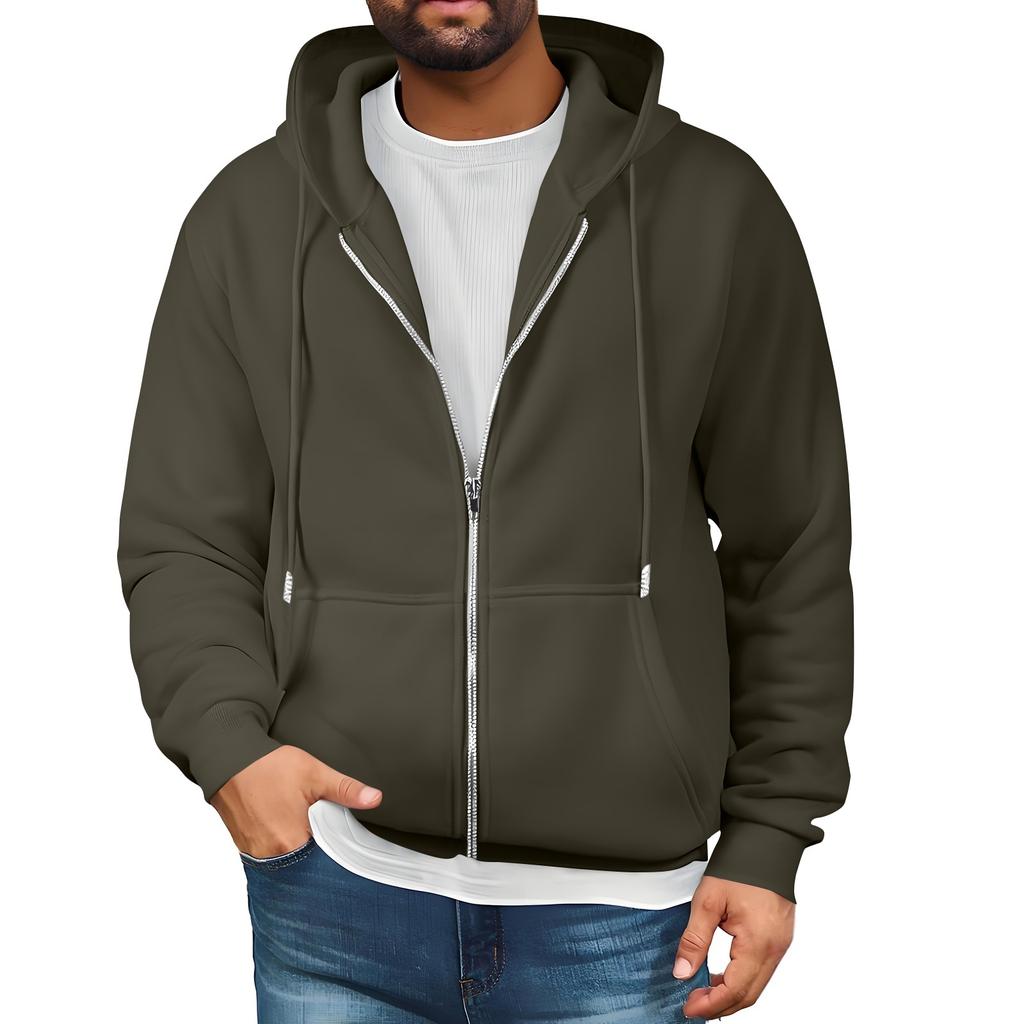 Mens Full Zip Hooded Drawstring Hoodies Pullover Sweatshirts Casual Long Sleeve Shirts