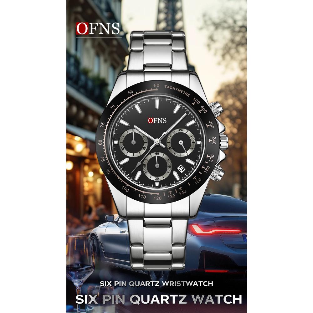 Роскошные мужские кварцевые часы, многофункциональные, три очка, шесть стрелок, хронограф, водонепроницаемые, ночник, мужские кварцевые часы