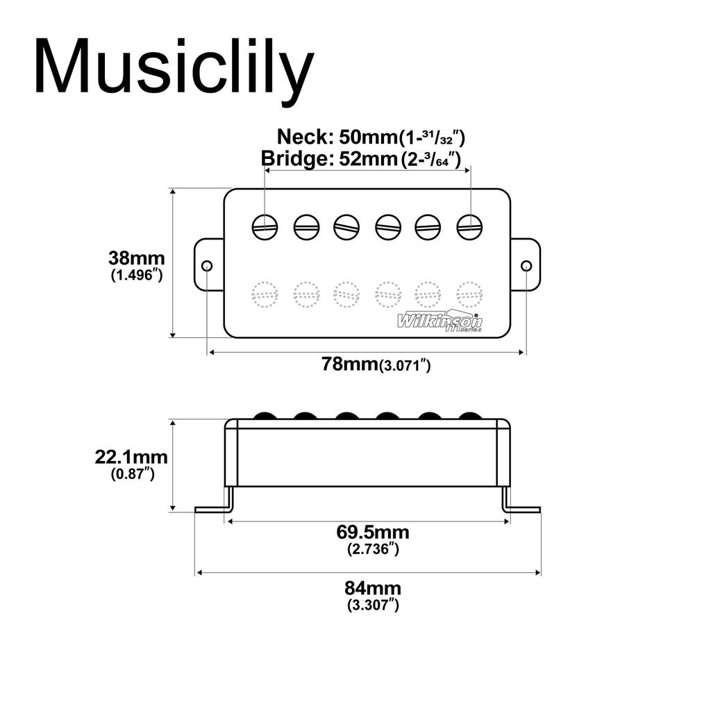 Wilkinson Vintage Alnico 5 PAF Humbucker Pickup PU Set LP для электрогитары Les Paul Electric Chrome, (Набор 2)