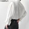 INCERUN Spring Ruffle OL Shirts with Long Sleeve Lapel Neck