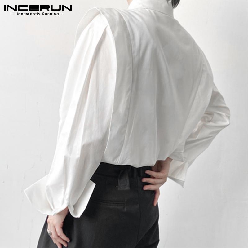 INCERUN Spring Ruffle OL Shirts with Long Sleeve Lapel Neck