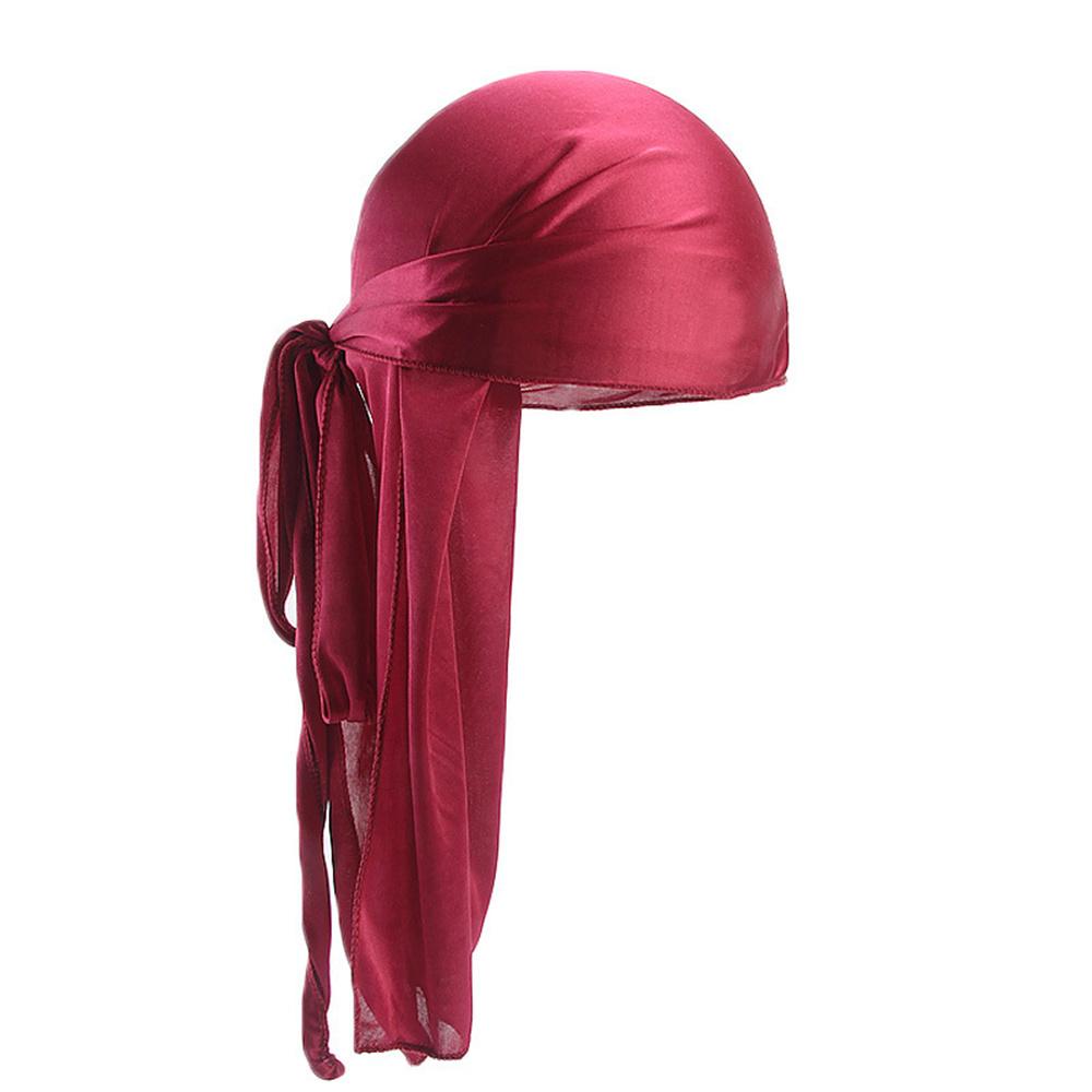 Имитация шелкового атласа Durags Длинный хвост Тюрбан Шляпа Этническая ветровая повязка Пиратская шапка Обернутые шапочки Doo Rags Du-rag Waves Головной убор