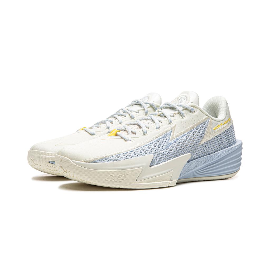 Li Ning Амортизирующие Скользкие Устойчивые к истиранию Дышащие Упругие Сцепление Низкие Баскетбольные кроссовки Мужские Бело-синие ABPV013-3