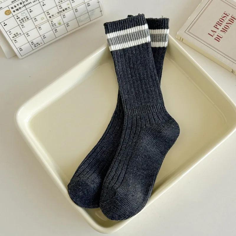 Новые носки женские осенние и зимние хлопковые трикотажные эластичные длинные носки японская мода полосатые носки в стиле Харадзюку ретро уличная одежда