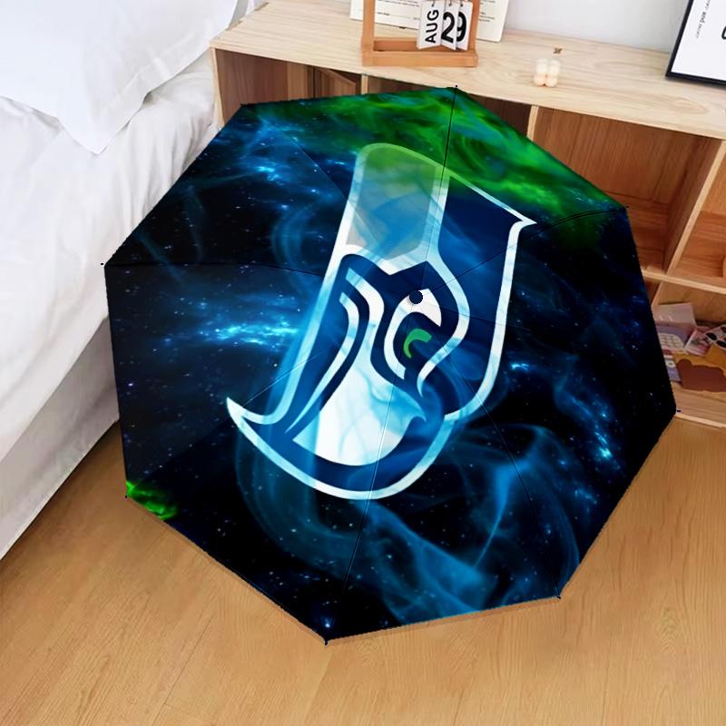 Seahawks Team Spirit Umbrella Folding umbrella, automatic umbrella 8-Frame for Travel, camping Use Gift for Halloween Christmas