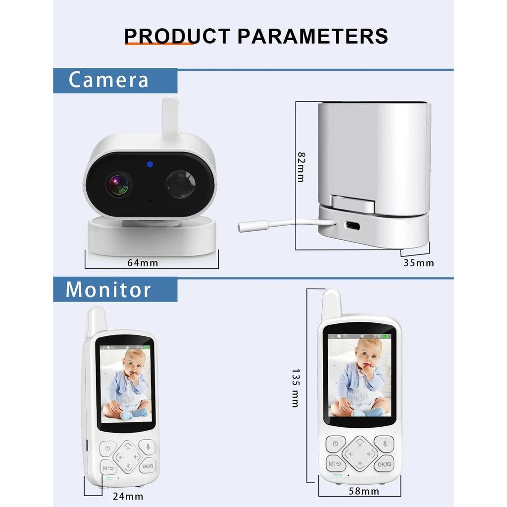 720P 2,8-дюймовый экран 2.4G беспроводной детский телефон камера 2000 мАч определение температуры двусторонняя связь умный видео и аудио детский монитор ABM800