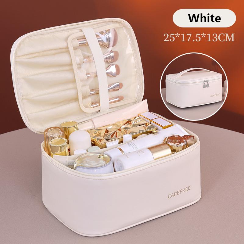 PU Large Capacity Tote Makeup Bag Portable Travel Organizer Tolietry Cosmetic Coins Storage Bag Women Square Zipper Pouch