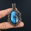 Labradorite Pendant, Handmade Gemstone 999 Copper Wire Wrapped Pendant Antique Jewelry, For Gift Silver Jewelry