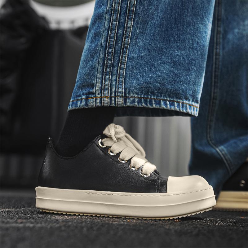 Мужская обувь 2024 новая толстоподошвенная легкая мягкоподошвенная повседневная обувь для скейтборда мужские низкие черные кроссовки 6863-J