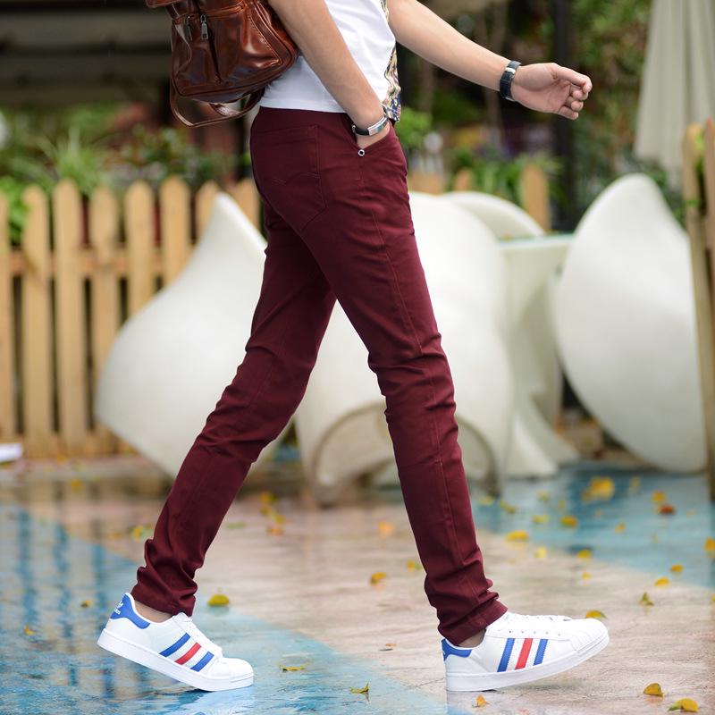 Мужские повседневные брюки из эластичного хлопка прилегающего силуэта в корейском стиле