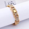 17mm Hip Rock Zircon Biker Bracelet Men Stainless Steel Cool Party Jewelry