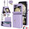 Luxury Crossbody Shoulder Strap Mini Wallet Bag Leather Phone Case for Samsung Galaxy Z Flip 5 Z Flip 4 Z Flip 3 Card Slot Folding Leather Cover