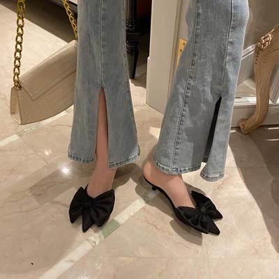 Весна и лето новая мода острый носок средний каблук тонкий каблук сумка голова туфли-лодочки полушлепанцы женская обувь высокие каблуки крутые шлепанцы