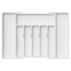 Lifewit Silverware Drawer Expandable Utensil Tray for Adjustable Dish Holder and Cutlery Compact Plastic Storage for Spoons Forks White Organizer,