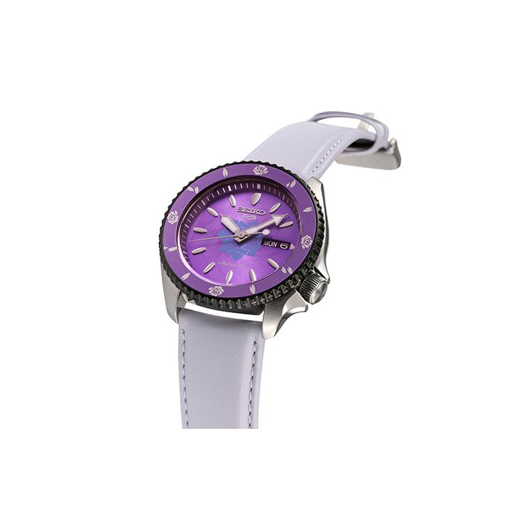 Seiko Бизнес-часы с механическим механизмом и кожаным ремешком, унисекс, с фиолетовым циферблатом SRPH09K1