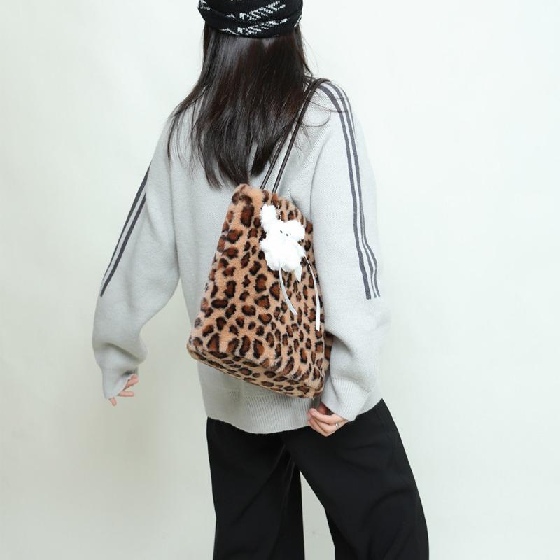 Сумка из меха осень/зима в стиле Spice Girl с ретро-леопардовым принтом, женская сумка, модный тренд, сумка для поездок на работу, плюшевая сумка через плечо под мышкой