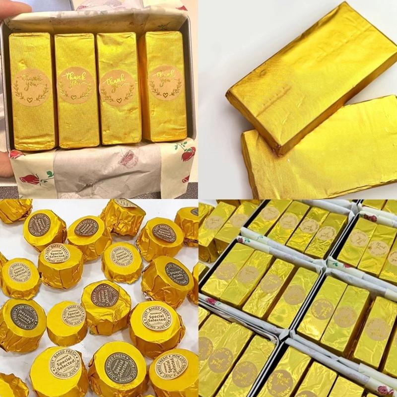 100 шт. 20*20 см DIY Пищевая алюминиевая фольга Упаковочная бумага листы Упаковка для шоколадных конфет Свадебная вечеринка Подарок на день рождения Декор