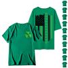 St. Patrick's Adult Green Crew-neck Short-sleeved Printed Green Three-leaf T-shirt