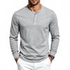 Men S Long Sleeve Henley T Shirt Casual Solid Color