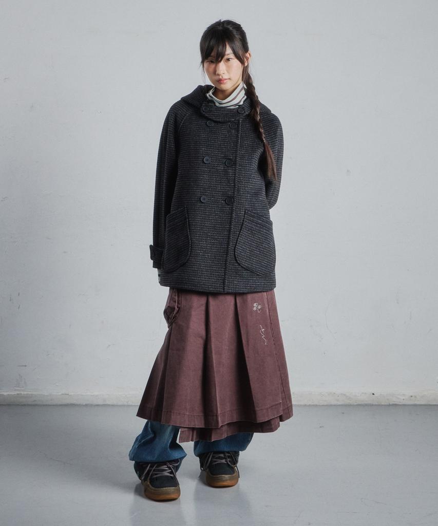 CGP (Women) Double Button Half Coat - Charcoal
