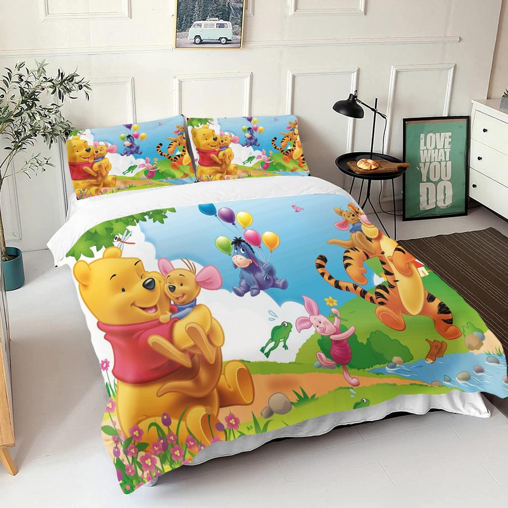 Comforter Winnie The Pooh Bear Bedding Set Queen With 3D Children'S Bedding Set Universal Suitable For Children