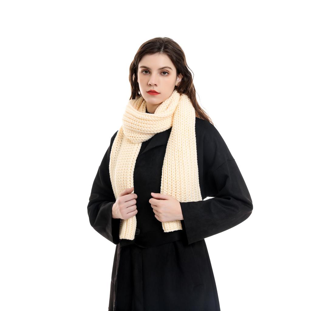 Black Knitted Scarf for Men and Women In Winter Korean Version of Ins Japanese Students Warm Autumn and Winter Scarf