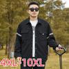 Мужская куртка в стиле рубашки больших размеров весной и осенью, куртка для спецодежды большого размера, модный повседневный свободный толстый мужчина 4XL-10XL