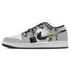Air Jordan 1 Cloud Clear Низкие кроссовки с защитой от истирания Винтажные баскетбольные кроссовки Мужские Серый Белый 553558-165(Команда529-)