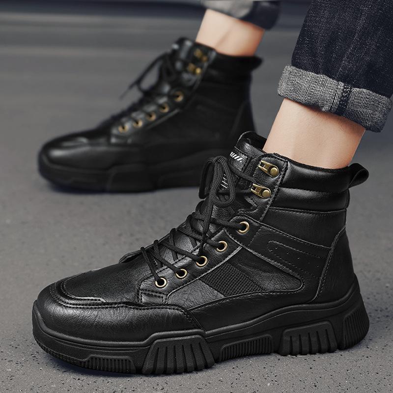 Fashion Men Boots Retro High Top Leather Booties Autumn Winter Platform Boots Outdoor Tooling Men Shoes Botas De Hombre