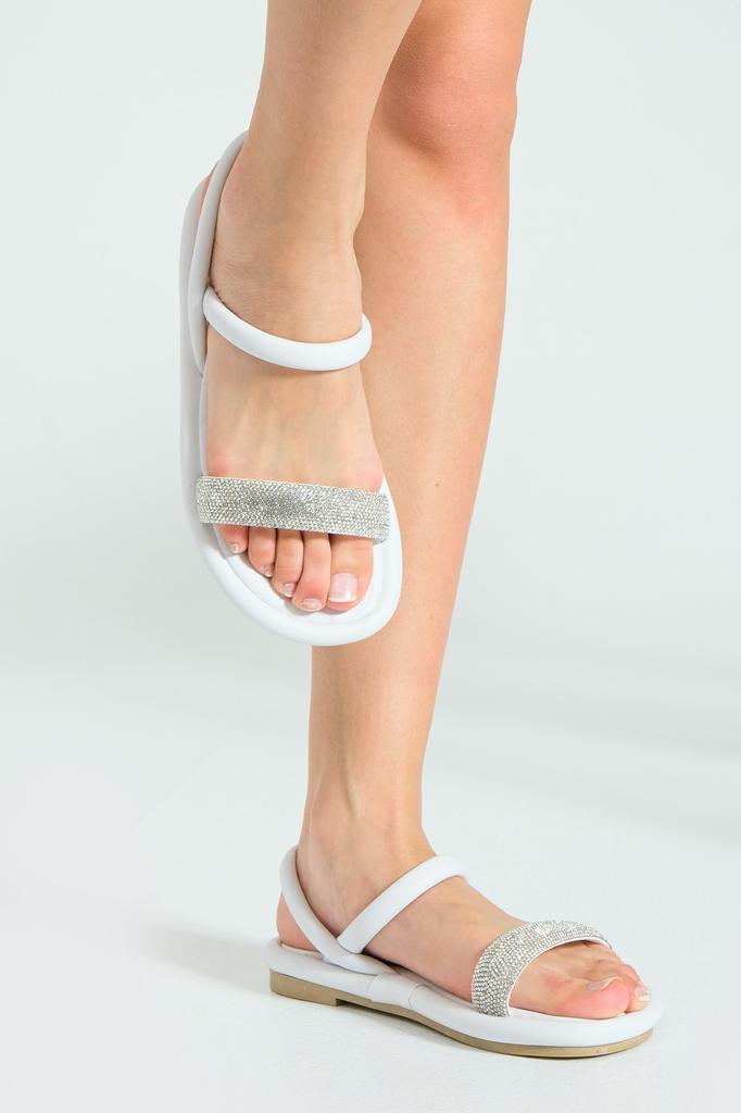 Women's Casual Sandals Orange Stone Single Strap Puff Summer Shoes