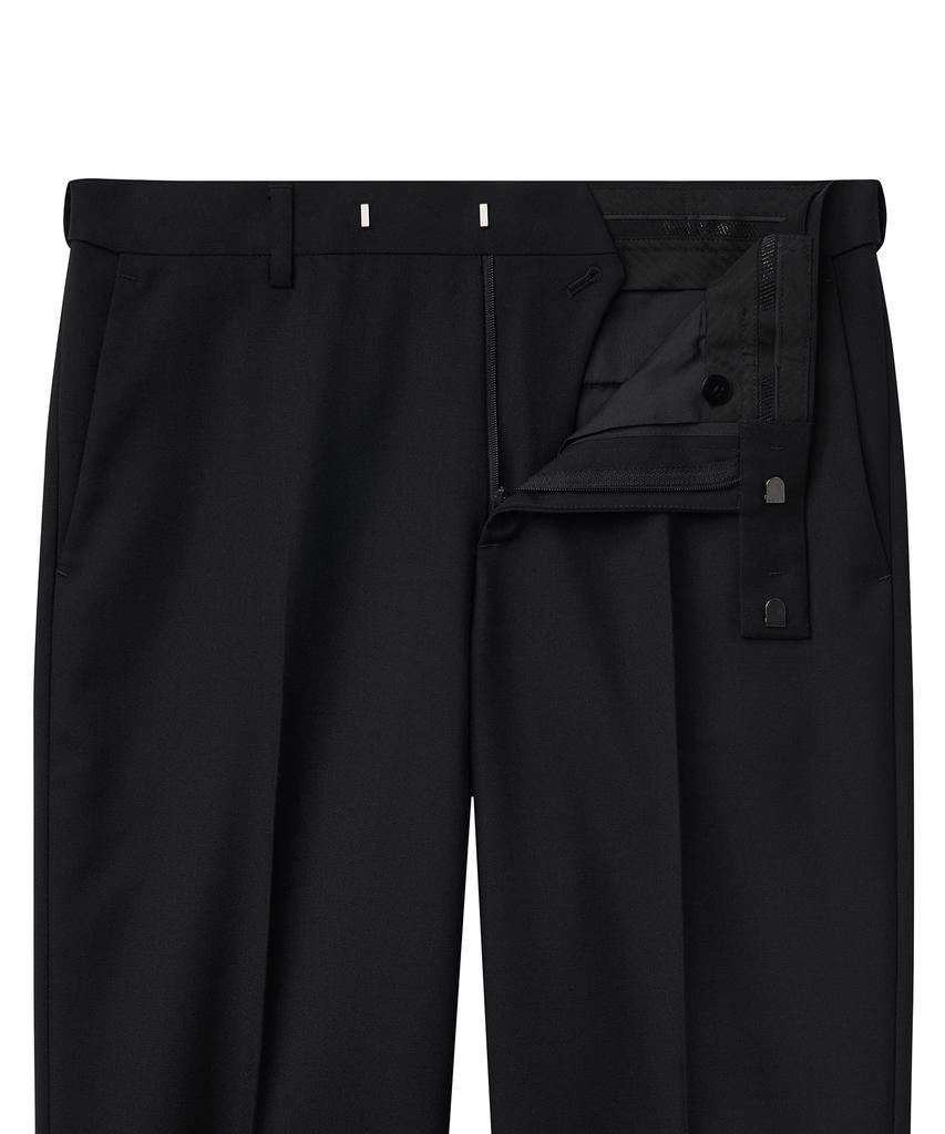 MUSINSA STANDARD Wool Blend Relaxed Tapered Hidden Banding Crop Slacks [Black]