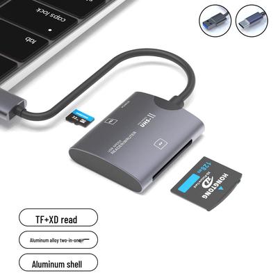 Многофункциональный высокоскоростной кардридер USB: TF, XD, Type-C, Алюминиевый сплав
