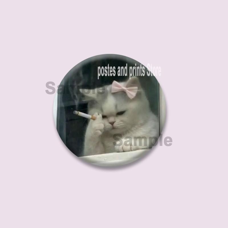 Funny Pet Cat Series Brooches Cute Animal Lapel Pins Cartoon Round Badge on Backpack Accessories Jewelry Gifts for Friends Kids