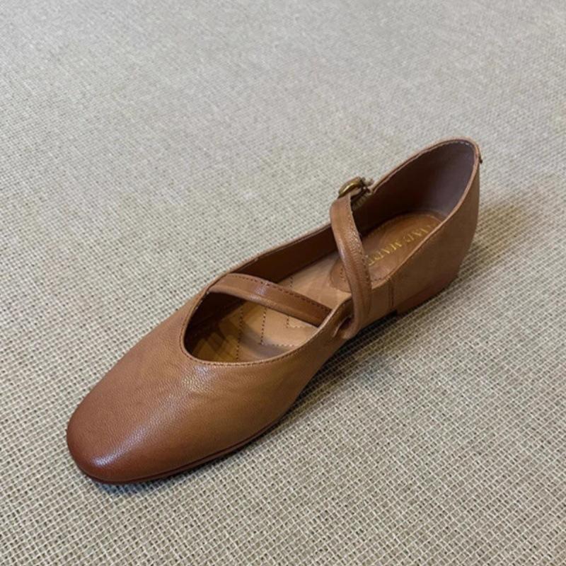 Версия из мягкой кожи~ Туфли Мэри Джейн 2025 весна новые ретро женские туфли летние лоферы универсальные маленькие кожаные туфли однотонные туфли